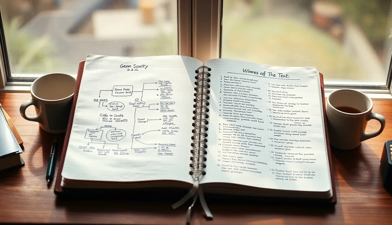 Two notebooks with diagrams on a desk, representing SEO and AEO strategy comparison
