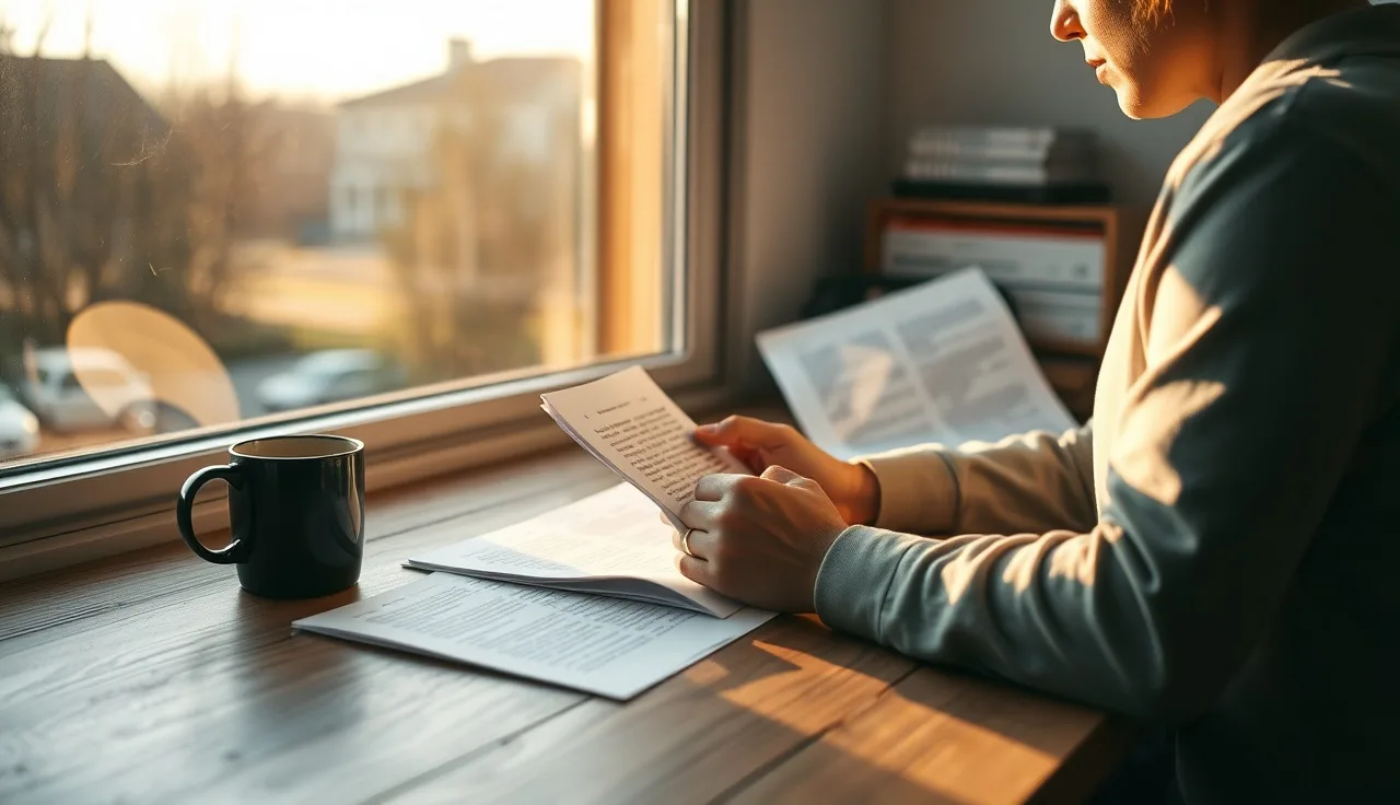 Person reviewing LLM SEO content notes at a desk in morning light